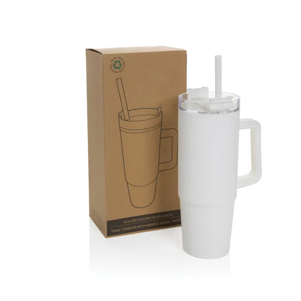  Tana RCS recyled plastic tumbler with handle 900ML - XD Collection White 