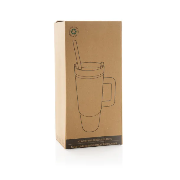  Tana RCS recyled plastic tumbler with handle 900ML - XD Collection beige 