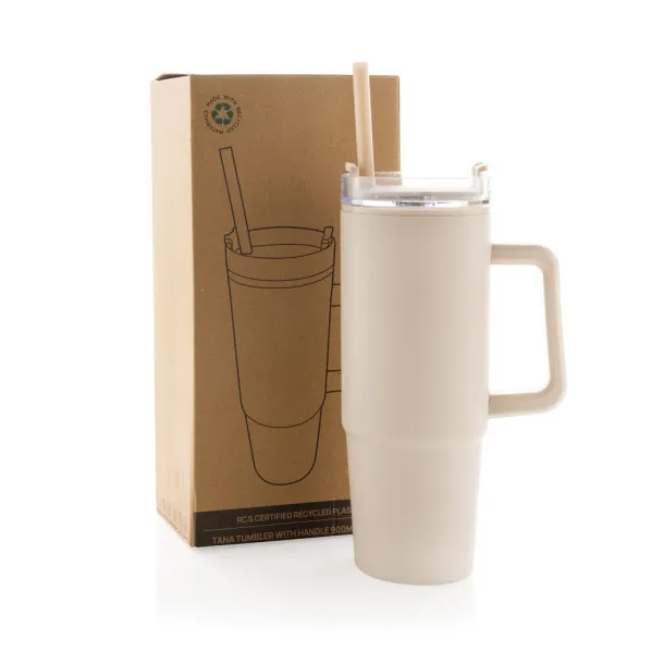  Tana RCS recyled plastic tumbler with handle 900ML - XD Collection beige 