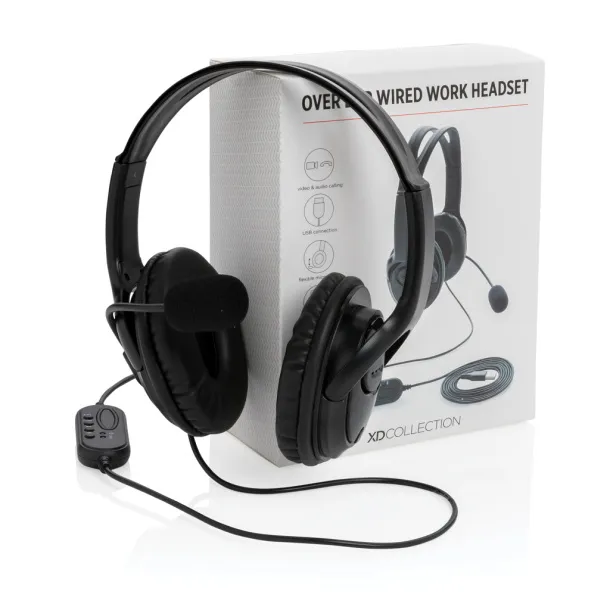  Over ear wired work headset - XD Collection Black 