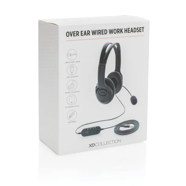  Over ear wired work headset - XD Collection Black 