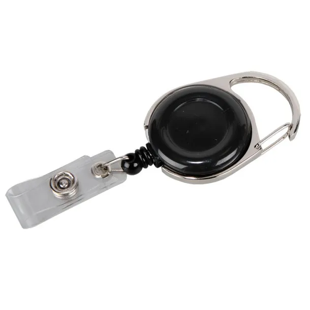 SKI skipass tag with clip and carabiner Black