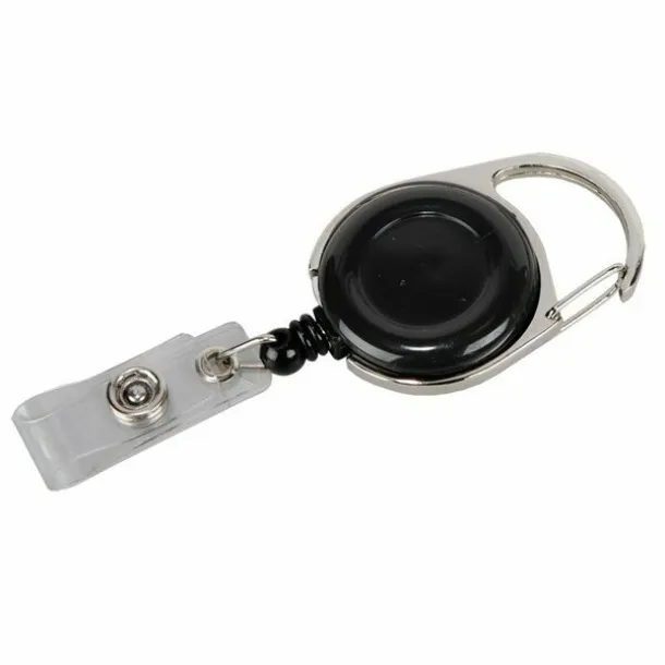 SKI skipass tag with clip and carabiner Black