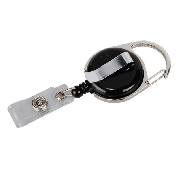 SKI skipass tag with clip and carabiner Black