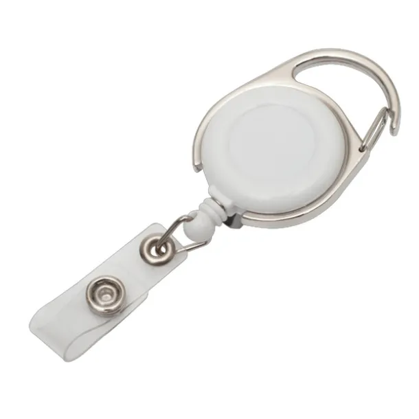 SKI skipass tag with clip and carabiner White