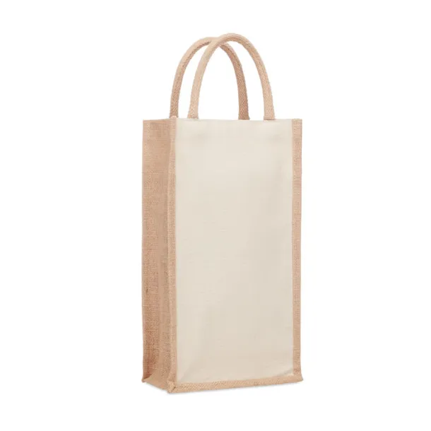 CAMPO DI VINO DUO Jute wine bag for two bottles Beige