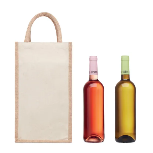 CAMPO DI VINO DUO Jute wine bag for two bottles Beige