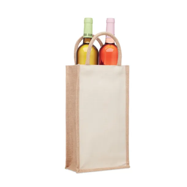 CAMPO DI VINO DUO Jute wine bag for two bottles Beige