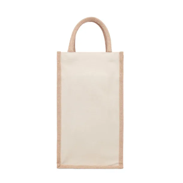 CAMPO DI VINO DUO Jute wine bag for two bottles Beige