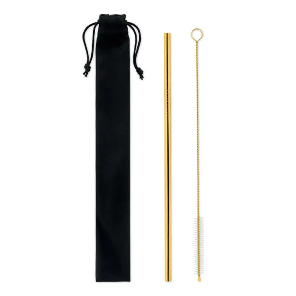 COLD STRAW COLOUR SS straw and brush in pouch Gold