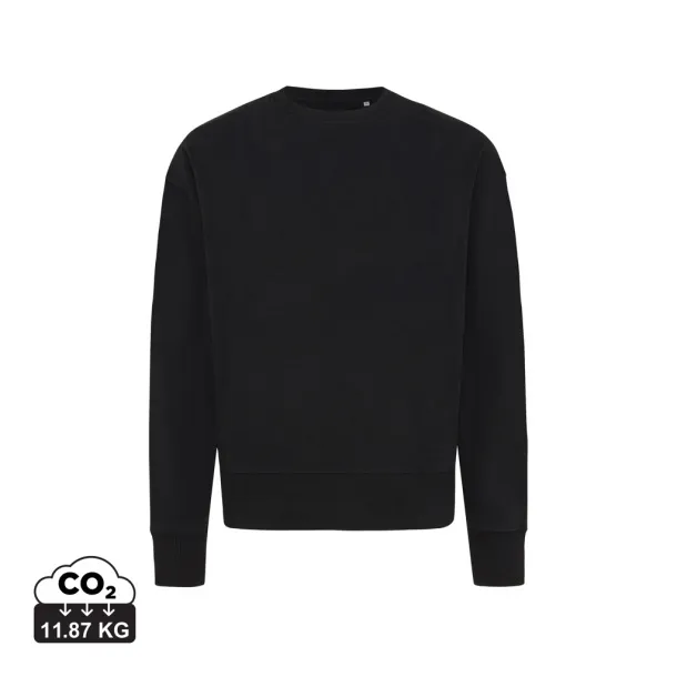  Iqoniq Kruger unisex opušteni pulover od recikliranog pamuka, 340 g/m² - iqoniq Crna