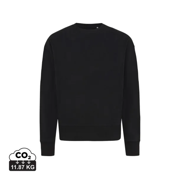  Iqoniq Kruger unisex opušteni pulover od recikliranog pamuka, 340 g/m² - iqoniq Crna