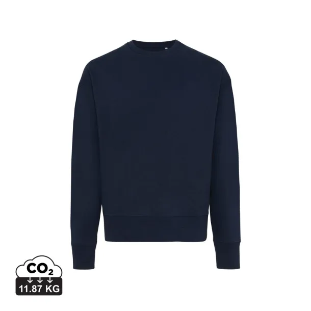  Iqoniq Kruger unisex opušteni pulover od recikliranog pamuka, 340 g/m² - iqoniq navy