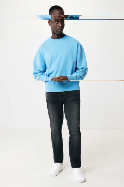  Iqoniq Kruger unisex opušteni pulover od recikliranog pamuka, 340 g/m² - iqoniq tranquil blue