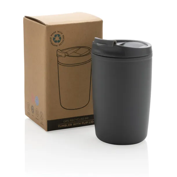  GRS čaša od recikliranog PP-a s poklopcem na preklop, 300 ml - XD Collection Antracit