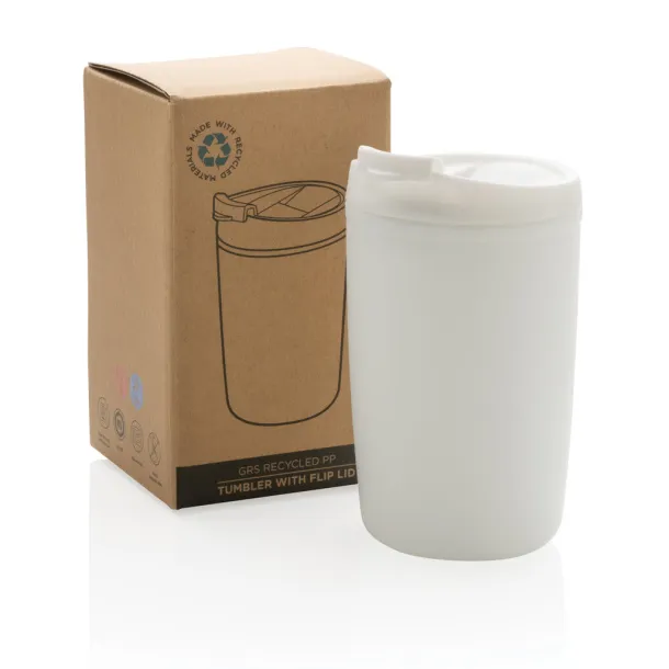  GRS čaša od recikliranog PP-a s poklopcem na preklop, 300 ml - XD Collection Bijela