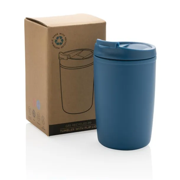  GRS čaša od recikliranog PP-a s poklopcem na preklop, 300 ml - XD Collection Plava 
