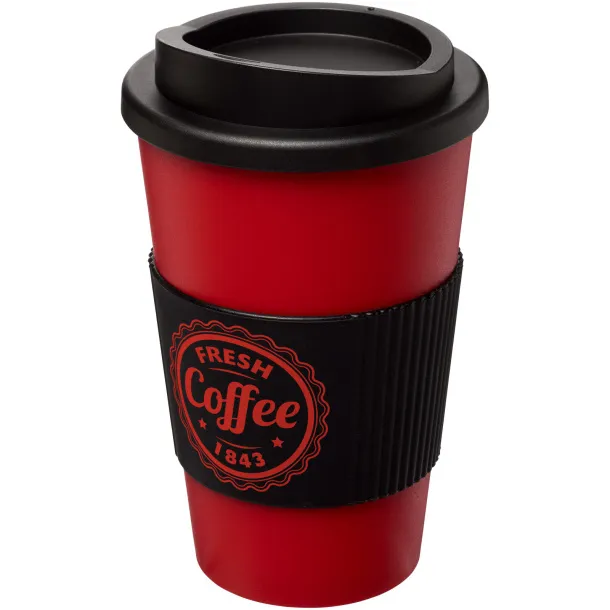 Americano® 350 ml insulated tumbler with grip Solid black Red