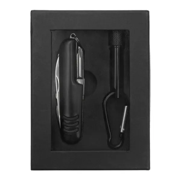 FREIBURG set of torch and pocket knife with 9 functions Black