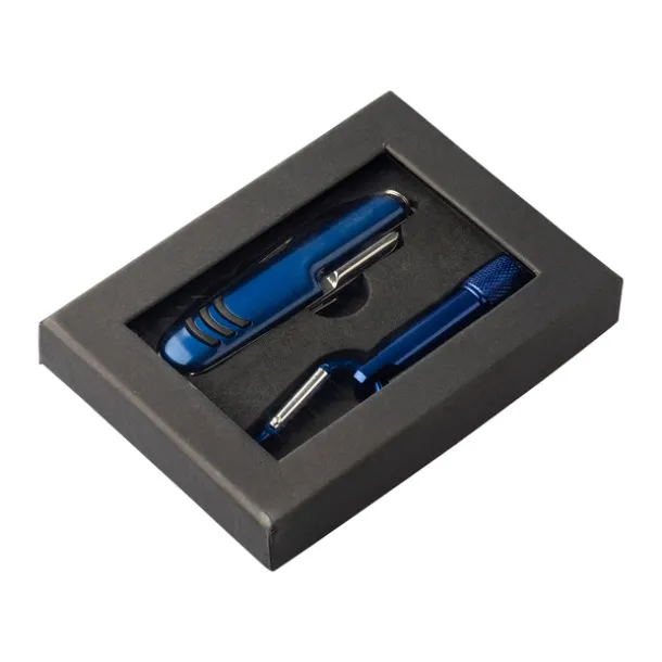 FREIBURG set of torch and pocket knife with 9 functions Blue