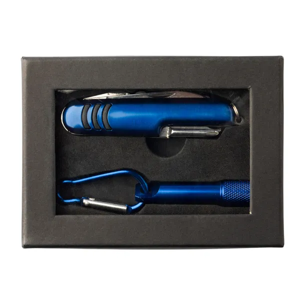 FREIBURG set of torch and pocket knife with 9 functions Blue