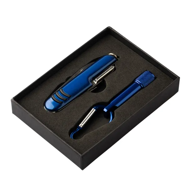 FREIBURG set of torch and pocket knife with 9 functions Blue