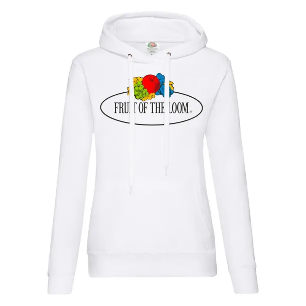  Ladies Vintage Hooded Sweat Large Logo Print - Fruit of the Loom Vintage Collection Bijela