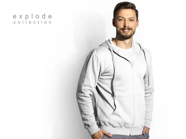 WINNER Unisex majica s kapuljačom i patent zatvaračem, 280g/m 2 - EXPLODE Bijela