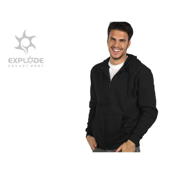 WINNER Unisex majica s kapuljačom i patent zatvaračem, 280g/m 2 - EXPLODE Crna