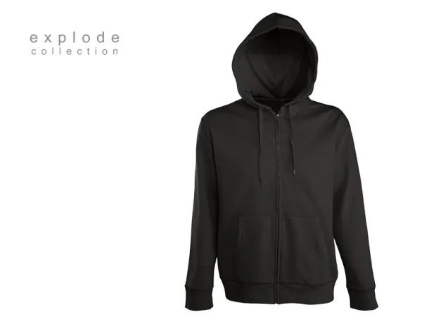 WINNER Unisex majica s kapuljačom i patent zatvaračem, 280g/m 2 - EXPLODE Crna