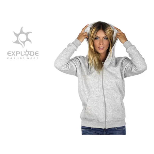 WINNER Unisex majica s kapuljačom i patent zatvaračem, 280g/m 2 - EXPLODE Pepeljasto siva