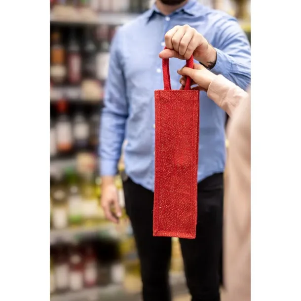  Jute bottle bag red