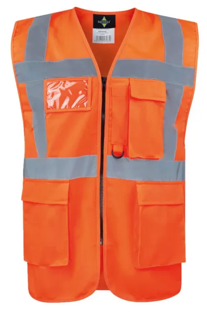  COMFORT EXECUTIVE SAFETY VEST \"HAMBURG\" - MULTIFUNCTIONAL WITH POCKETS - Korntex Orange