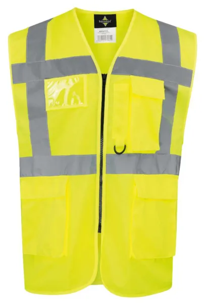  COMFORT EXECUTIVE SAFETY VEST \"HAMBURG\" - MULTIFUNCTIONAL WITH POCKETS - Korntex Yellow