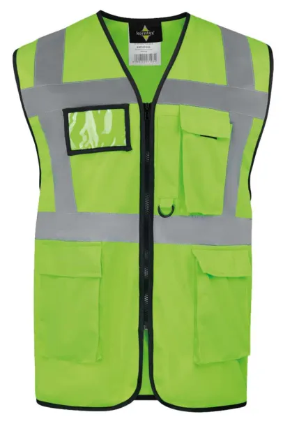  COMFORT EXECUTIVE SAFETY VEST \"HAMBURG\" - MULTIFUNCTIONAL WITH POCKETS - Korntex Neon Green