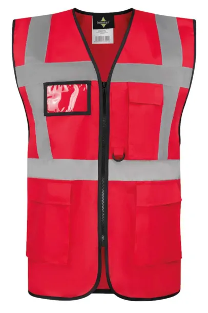  COMFORT EXECUTIVE SAFETY VEST \"HAMBURG\" - MULTIFUNCTIONAL WITH POCKETS - Korntex Red