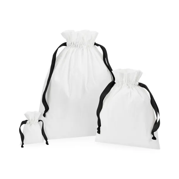  Pamučna poklon vrećica s vrpcama - 140 g/m² - Westford Mill Soft White Crna