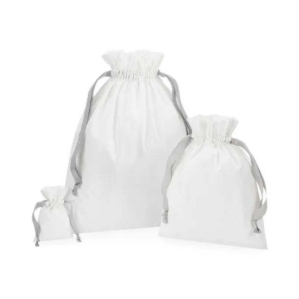  Cotton Gift Bag with Ribbon Drawstring - Westford Mill Soft White Light Grey