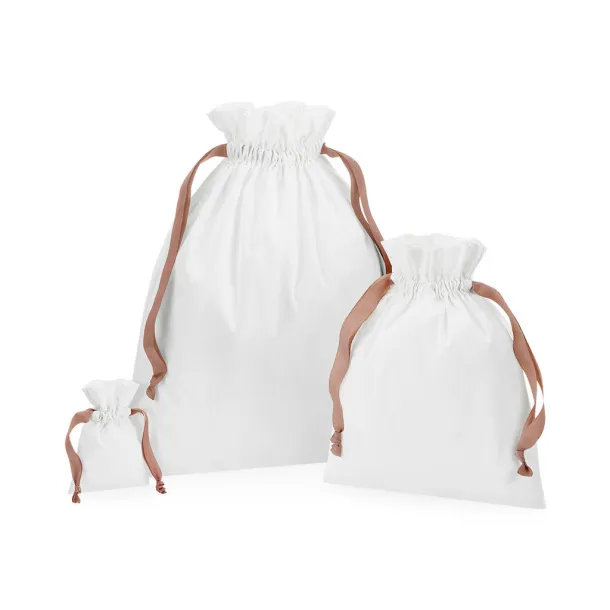  Pamučna poklon vrećica s vrpcama - 140 g/m² - Westford Mill Soft White Rose Gold