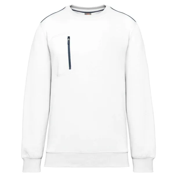  Unisex majica dugih rukava s kontrastnim džepom, 300 g/m2 - Designed To Work Bijela Mornarsko plava
