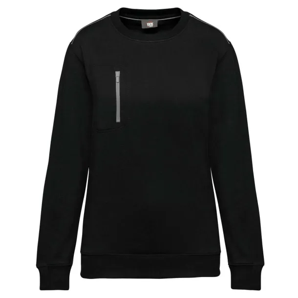  Unisex majica dugih rukava s kontrastnim džepom, 300 g/m2 - Designed To Work Crna Srebrna