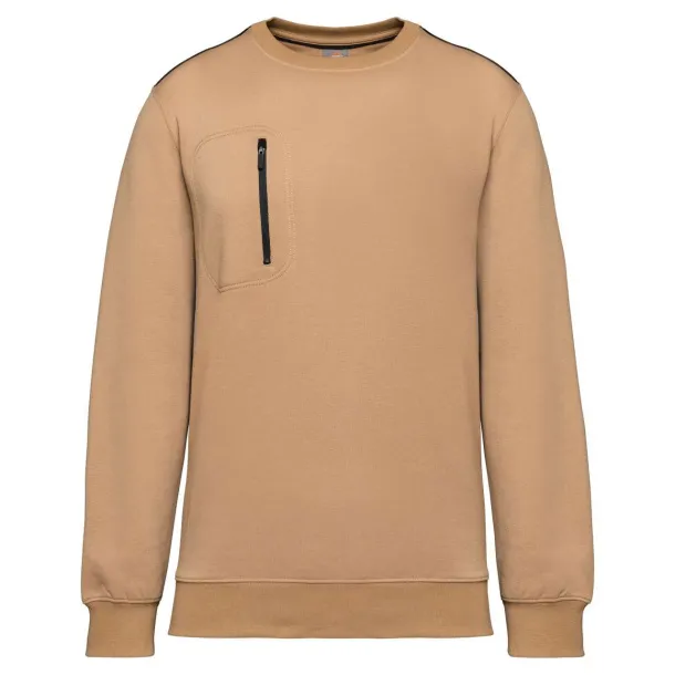  Unisex majica dugih rukava s kontrastnim džepom, 300 g/m2 - Designed To Work Camel Crna