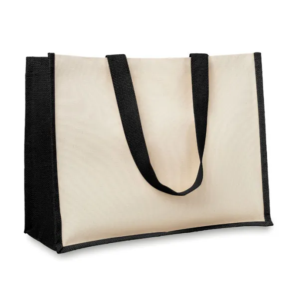 CAMPO DE FIORI Jute and canvas shopping bag Black