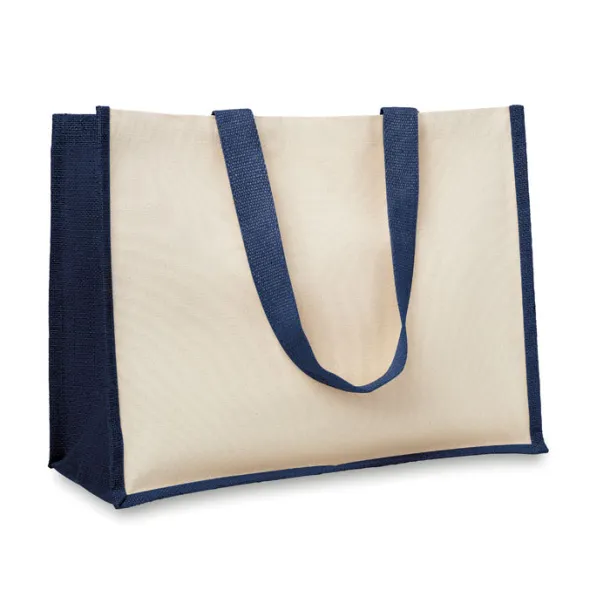 CAMPO DE FIORI Jute and canvas shopping bag Blue