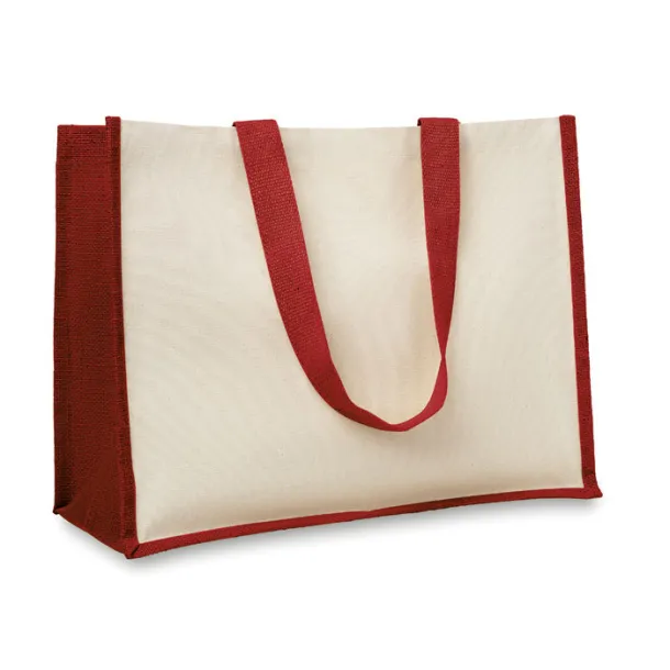 CAMPO DE FIORI Jute and canvas shopping bag Red