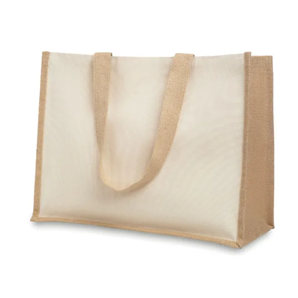 CAMPO DE FIORI Jute and canvas shopping bag Beige