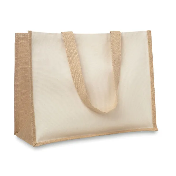 CAMPO DE FIORI Jute and canvas shopping bag Beige