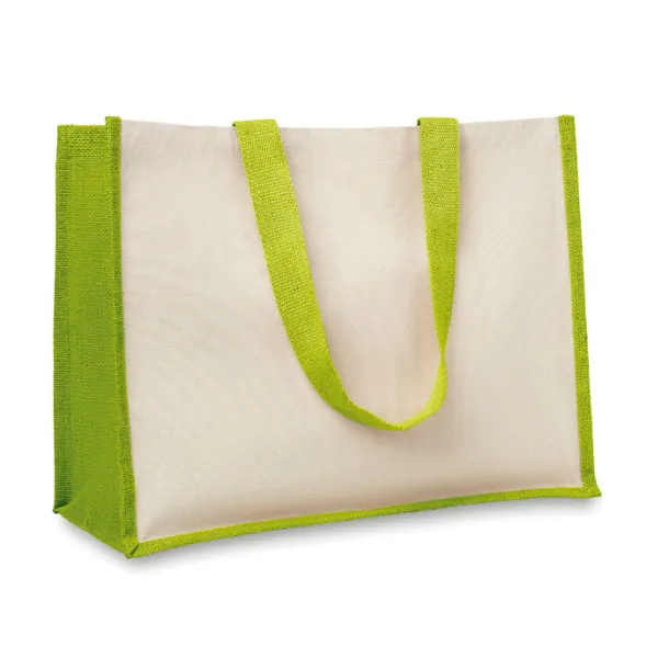 CAMPO DE FIORI Jute and canvas shopping bag Lime