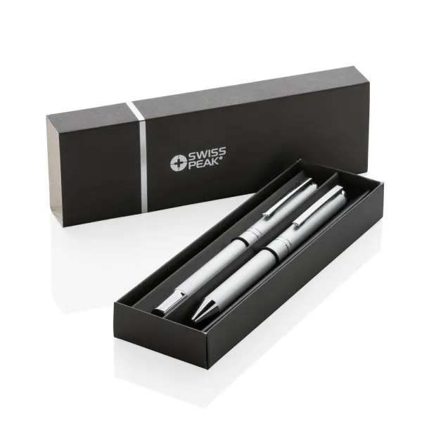  Swiss Peak Cedar RCS certified recycled aluminum pen set - Swiss Peak Silver 