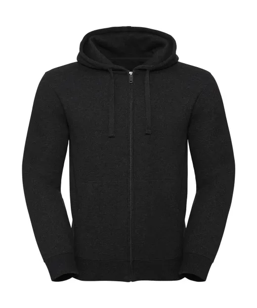  Men's Authentic Melange Zipped Hood Sweat - Russell  Charcoal Melange